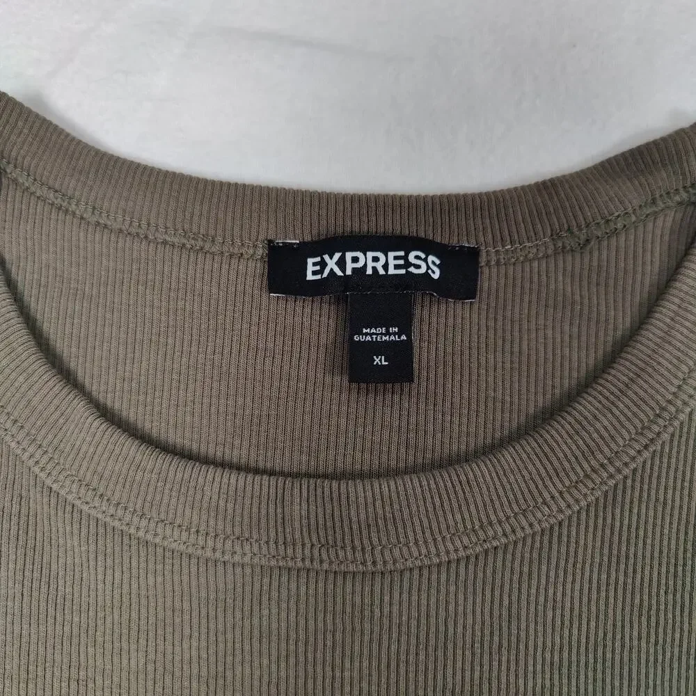 Express Coastal Island Vacation Ribbed Fairy Ruffle Romantic Artsy Sleeve Top - Picture 5 of 6